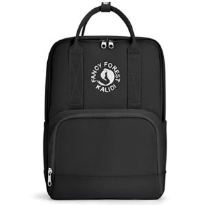 kalidi casual backpack, 17 inches laptop backpack for men women, water resistant vintage rucksack business travel daypack college school bag, black