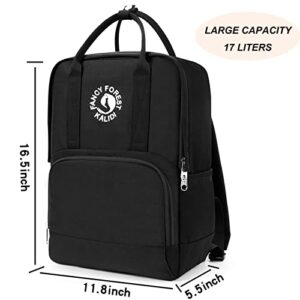 KALIDI Casual Backpack, 17 Inches Laptop Backpack for Men Women, Water Resistant Vintage Rucksack Business Travel Daypack College School Bag, Black