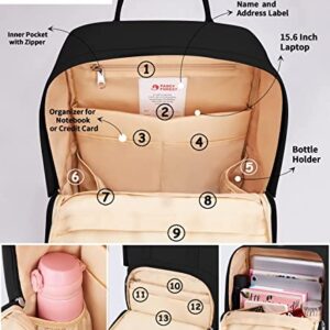 KALIDI Casual Backpack, 17 Inches Laptop Backpack for Men Women, Water Resistant Vintage Rucksack Business Travel Daypack College School Bag, Black