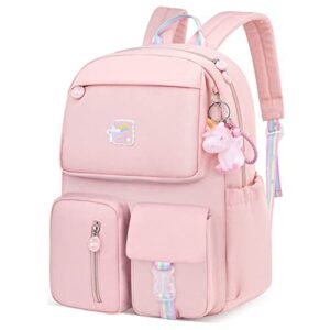 jqwygb cute backpacks for teen girls – rainbow backpack kawaii backpack with cute pendant, preppy princess backpack bookbag
