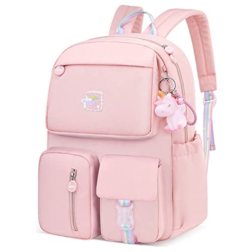 JQWYGB Cute Backpacks for Teen Girls - Rainbow Backpack Kawaii Backpack with Cute Pendant, Preppy Princess Backpack Bookbag