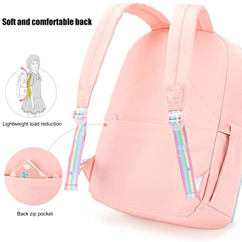 JQWYGB Cute Backpacks for Teen Girls - Rainbow Backpack Kawaii Backpack with Cute Pendant, Preppy Princess Backpack Bookbag