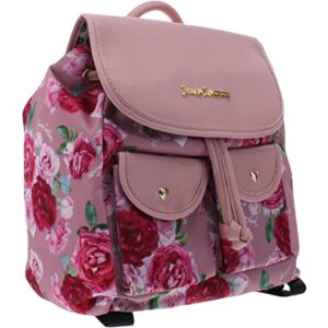 Juicy Couture Womens Love Club Floral Print Durable Backpack Pink Large