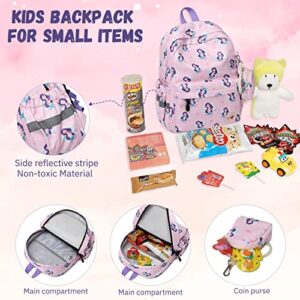 MIRLEWAIY Little Kids Backpack Preschool Cute Kindergarten School Bag for Boys and Girls with Coin Pouch, Hamburger, Pink