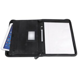 universal 32665 leather textured zippered padfolio with tablet pocket, 10 3/4 x 13 1/8, black