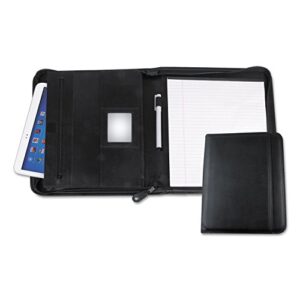 Universal 32665 Leather Textured Zippered Padfolio With Tablet Pocket, 10 3/4 X 13 1/8, Black