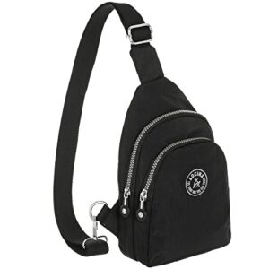 aocina small sling backpack crossbody sling bag fanny packs for women shoulder daypack bag for travel hiking(sling-black)