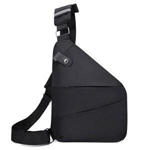 nihono personal flex bag for women men crossbody sling bag anti theft water resistant backpack fashion chest bag for outdoor (left black)