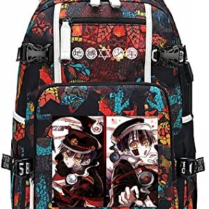 Iuene Teenage Student Hanako Kun School Backpack Bag Yugi Amane Bookbag Shoulder Bag with USB Charging Port (Color-3, One Size)