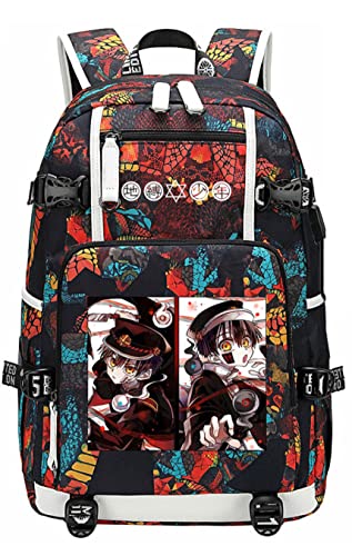 Iuene Teenage Student Hanako Kun School Backpack Bag Yugi Amane Bookbag Shoulder Bag with USB Charging Port (Color-3, One Size)