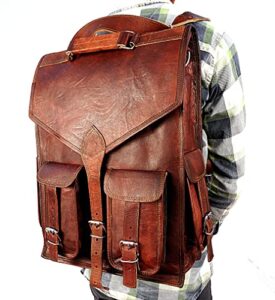 shy shy let’s touch the sky 18″ leather backpack laptop messenger lightweight school bag rucksack sling men (13″ (w) x 18″ (h))
