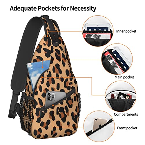 Cool Cheetah Leopard Print Sling Bag Casual Backpack Lightweight Shoulder Bag Chest Crossbody Daypack For Women Men Outdoor Travel Hiking