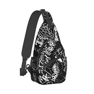 zrexuo graffiti art sling bag crossbody chest daypack casual backpack graffiti shoulder bags for women men