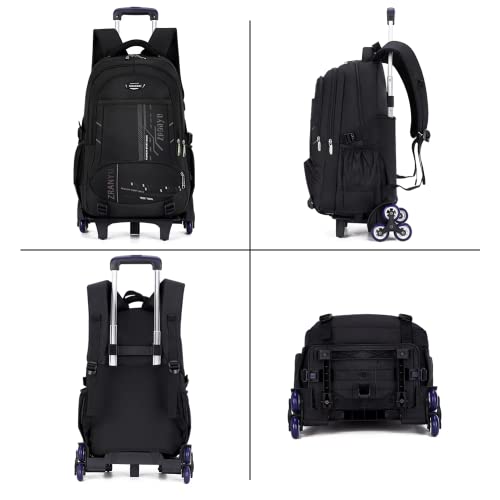 Voici et Voila Large Trolley Schoolbag Rolling Laptop Bag Wheeled Backpack Book Bag with wheels for Boys College School Roller Rucksack Men's Backpack on Wheels for Teens