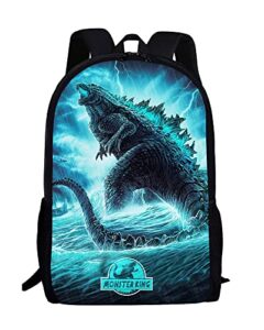 17 inch backpacks monster dinosaur godzilla backpack travel prints casual lightweight bookbag daypack cartoon monsters fan gifts sports bag style2