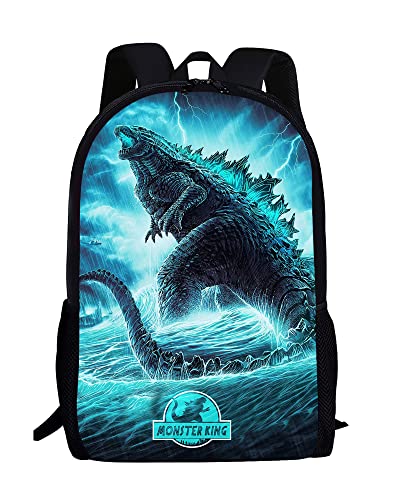 17 Inch Backpacks Monster Dinosaur Godzilla Backpack Travel Prints Casual Lightweight Bookbag Daypack Cartoon Monsters Fan Gifts Sports Bag Style2