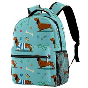 brown dachshund dog blue backpack for girls boys for school backpacks