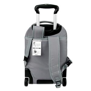 J World New York Lash Rolling Backpack. Laptop Bag Wheeled Carry-On Travel, Grey/Pink, 19 X 13 X 7.5 (H X W X D)