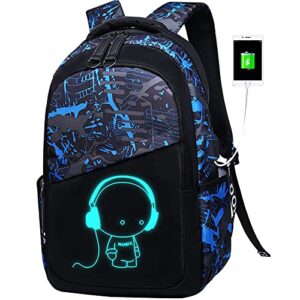flymei cool backpack with usb charging port, luminous backpack for teens bookbags for school, large laptop backpack for work
