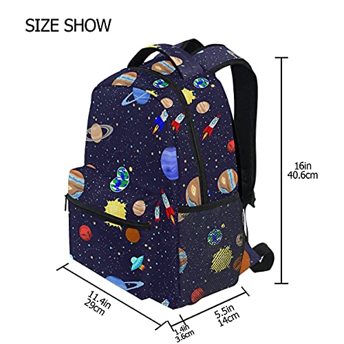 ALAZA Kids Space Planet School Backpack for Boys Teens Bookbag Travel Daypack Bag 16 inch