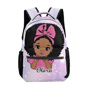 beyodd custom kids backpack, personalized student school bags for boys & girls, bookbags for travel shiny lights girl