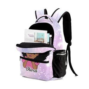 BEYODD Custom Kids Backpack, Personalized Student School Bags for Boys & Girls, Bookbags for Travel Shiny Lights Girl