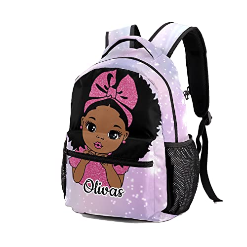 BEYODD Custom Kids Backpack, Personalized Student School Bags for Boys & Girls, Bookbags for Travel Shiny Lights Girl