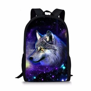 dellukee school backpack for girls cute durable book bags daypacks wolf print