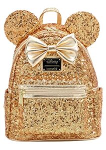 loungefly x lasr exclusive disney yellow gold sequin minnie mini backpack
