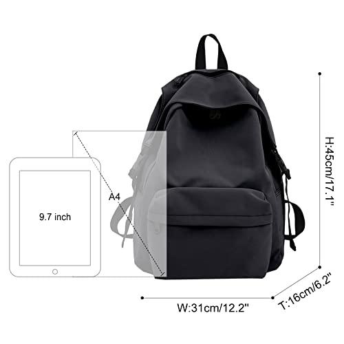 UPPACK Black Bookbag Lightweight Backpack for School Girls Middle School Bag for Boys teen Cute Aesthetic Bookbag High School for Students bag for Women Waterproof Casual Daypack for Men