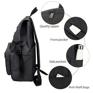 UPPACK Black Bookbag Lightweight Backpack for School Girls Middle School Bag for Boys teen Cute Aesthetic Bookbag High School for Students bag for Women Waterproof Casual Daypack for Men