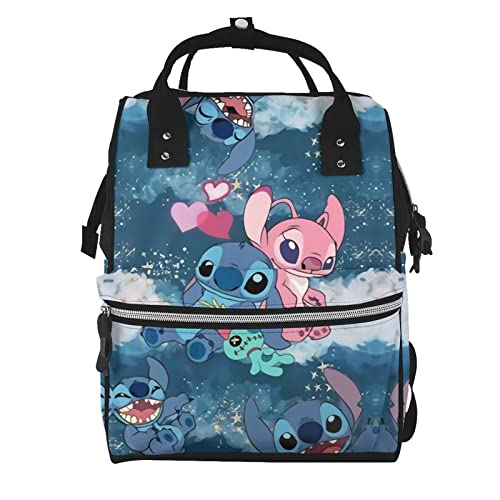 Gearbest Cartoon Cute Stitch Diaper Bag Backpack For Mom Baby Bags Waterproof Large Capacity Multi-Function Unisex, One Size