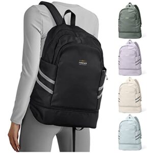 coofay gym backpack for women waterproof backpack with shoe compartment lightweight travel backpack black sports backpack large gym bag
