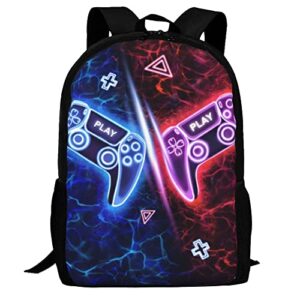 vbadag abstract ice flame video gamepad weapon backpack schoolbag computer bag high-capacity book bag casual travel hiking camping daypack for teens/boy/girl/man/woman, 17 inch