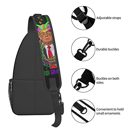 Keep Mardi Gras Great American Flag Trump Crossbody Chest Daypack Casual Backpack Men Shoulder Bag For Travel Picnic