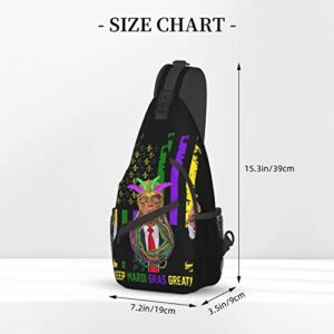 Keep Mardi Gras Great American Flag Trump Crossbody Chest Daypack Casual Backpack Men Shoulder Bag For Travel Picnic