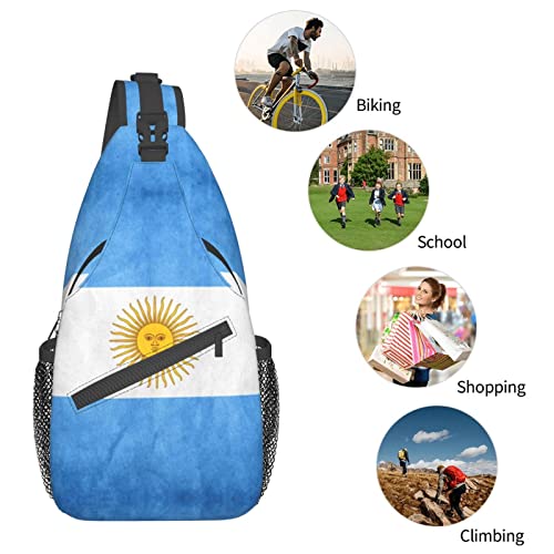 Argentina Sling Bag Argentine Flag Crossbody Chest Daypack Casual Backpack Argentine Shoulder Bag