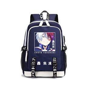 anime mha backpack with usb charging port college school laptop shoulder todoroki book bags