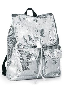 urban groove sequin dance bag cheer gymnastics pageant travel backpack silver one size