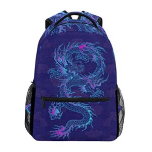 blueangle purple chinese dragon printing computer backpack – lightweight school bag