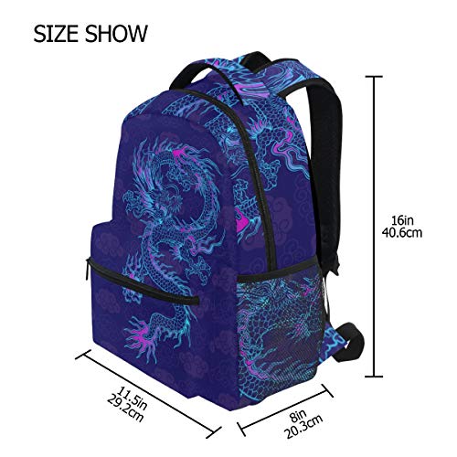 Blueangle Purple Chinese Dragon Printing Computer Backpack - Lightweight School Bag