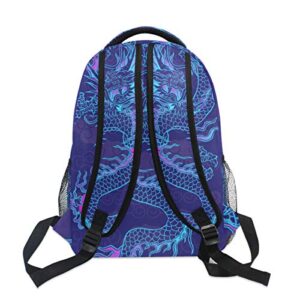 Blueangle Purple Chinese Dragon Printing Computer Backpack - Lightweight School Bag