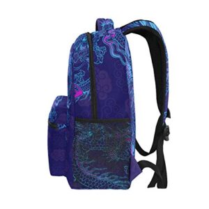 Blueangle Purple Chinese Dragon Printing Computer Backpack - Lightweight School Bag