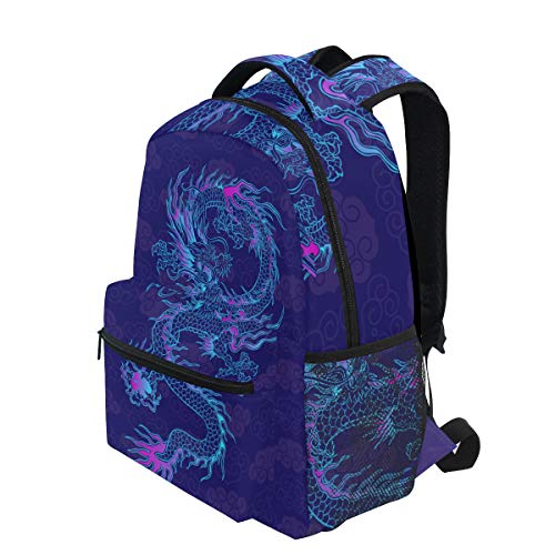 Blueangle Purple Chinese Dragon Printing Computer Backpack - Lightweight School Bag