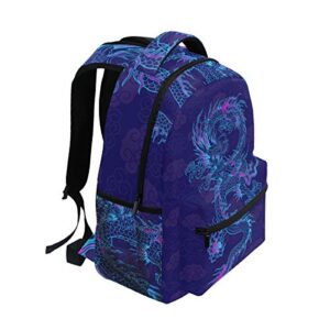 Blueangle Purple Chinese Dragon Printing Computer Backpack - Lightweight School Bag