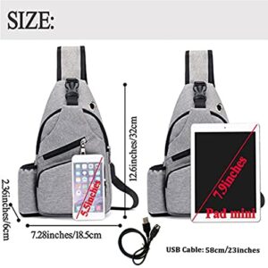 Sling Bag - Shoulder Backpack Chest Bags Crossbody Daypack for Women & Men with USB Charging Port ((12.6 * 7.28 * 2.36 inch)-M-Black)