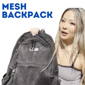 J World New York Mesh Backpack for Adults. Transparent See-Through Book-Bag for School, Beach, Swim, Gym, Checkers, 18 X 13.5 X 8.5 (H X W X D)