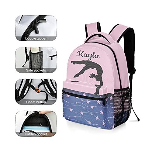 Eiis Gymnastics Stars Pink Blue Students Personalized School Backpack for Kid-Boy /Girl Primary Daypack Travel Bookbag,P22889,One Size