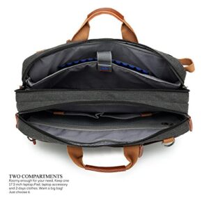 CoolBELL Convertible Backpack Shoulder bag Messenger Bag Laptop Case Business Briefcase Leisure Handbag Multi-functional Travel Rucksack Fits 17.3 Inch Laptop For Men / Women / Travel (Canvas Black)