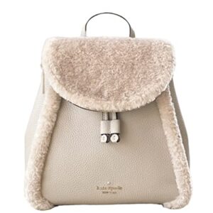 kate spade k9398 leila flap backpack with faux shearling in light sand